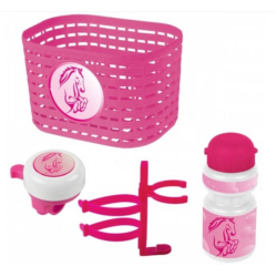 Kids Basket + Bell + Water Bottle Pink Set